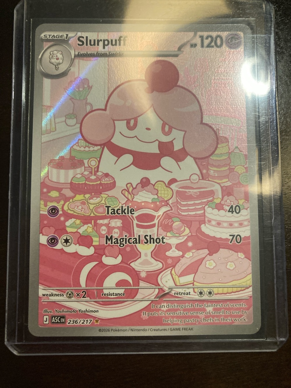 Pokemon Slurpuff Trading Card - Pink and White Artwork